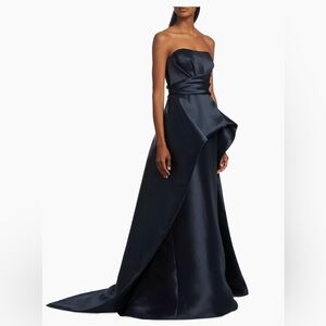 Amsale | Dresses | Amsale Mikado Peplum Train Gown | Poshmark